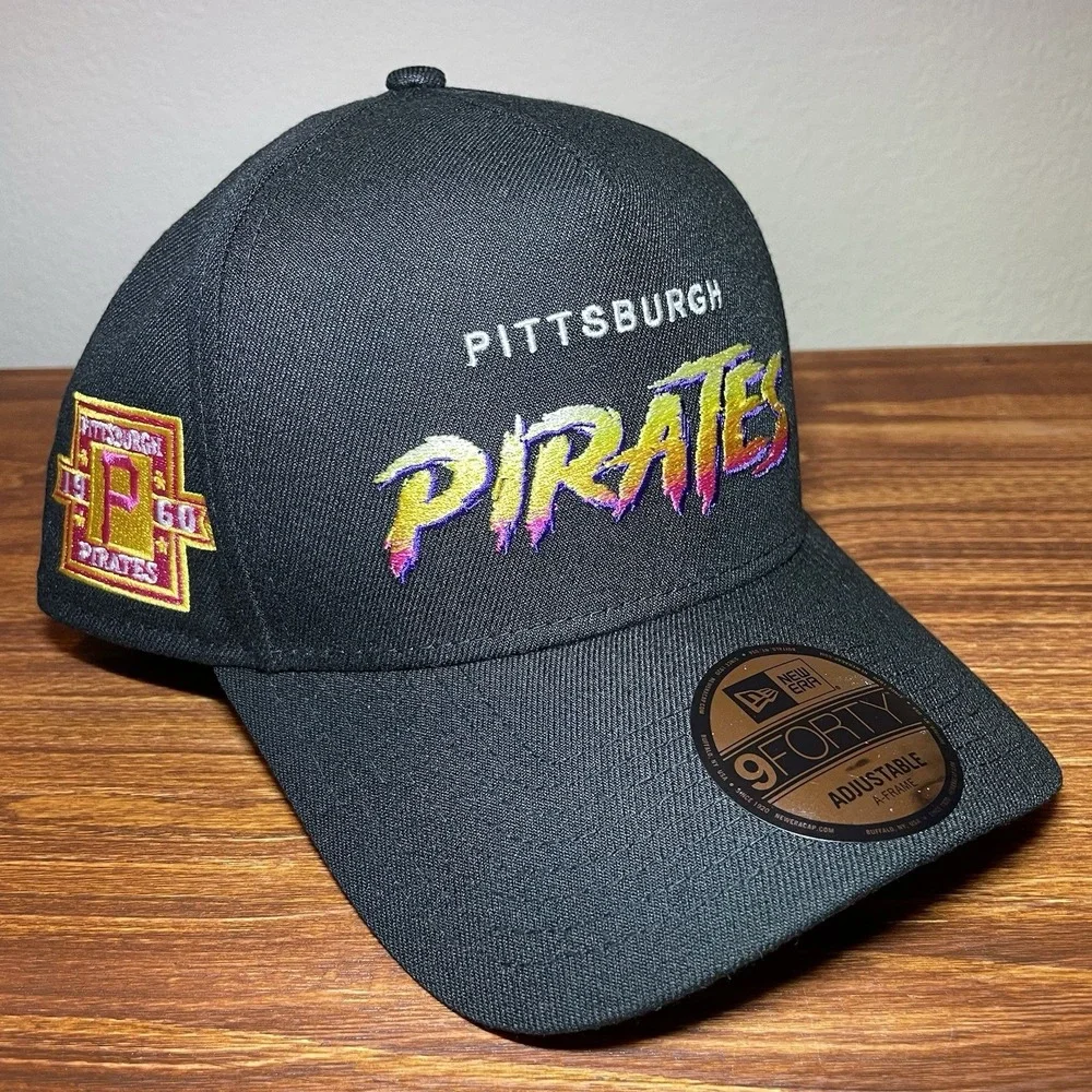 New Era Pittsburgh Pirates A-Frame Snapback Hat Black Yellow 9FORTY 1960 Patch